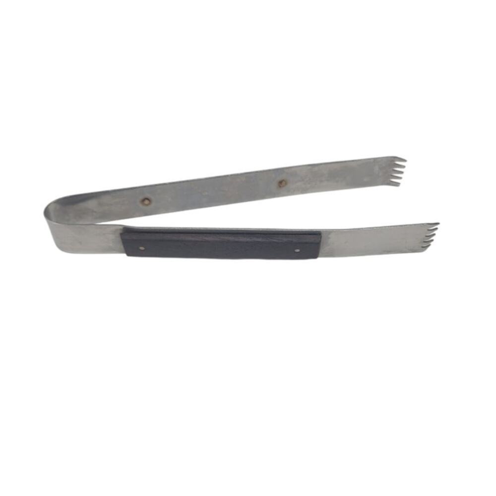 MCM Ice Tongs for Ice Bucket Stainless Steel & Wood Trim Made in Japan 7"